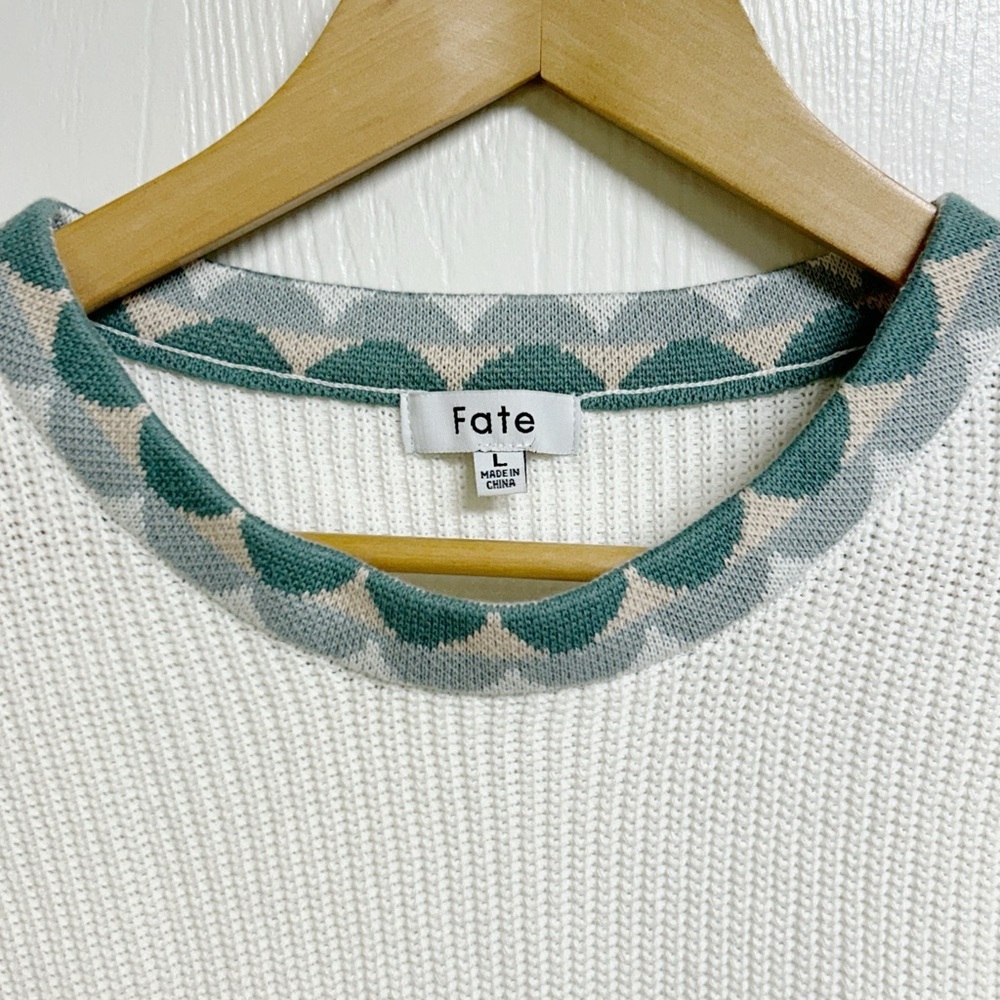 Fate White Sweater With Patchwork Bubble Sleeves - image 5